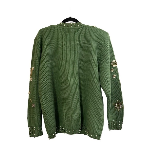 NWT VIVIEN FOREST Vintage 80s/90s Metallic Beaded  Cardigan Sweater - Medium - Picture 5 of 5